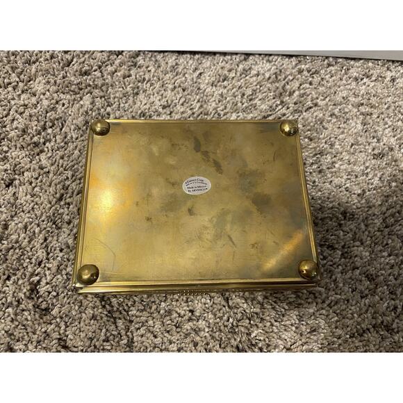 Vintage Thomas Kincade Jewelry Box Enesco Brass Glass Mirrored - Picture 8 of 8